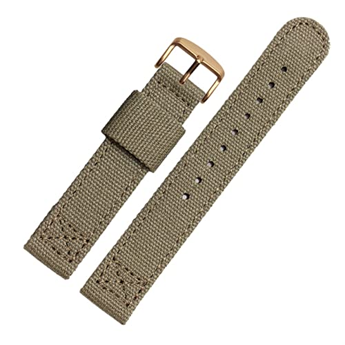 Correa de lona de mezclilla caqui con elegante cierre de oro para relojes de 30mm