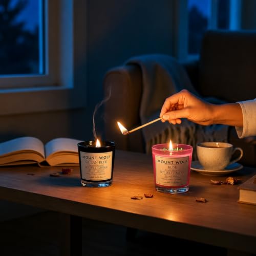 Image of Premium Scented Candle Set - Pack of 3 (Vanilla, Rose & Ocean Blue) | Long-Lasting Aromatherapy Soy Wax Candles for Home Decor, Relaxation & Gifting | 154 gm Each