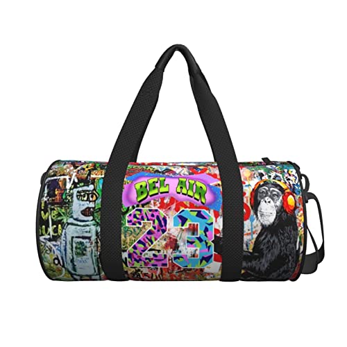 KEUJHFQ Bel Air 23 Wear Resistant Duffel Bag Sport Duffle Bag Training Handbag Yoga bag with Extra Drawstring Backpack for man and women Hip hop