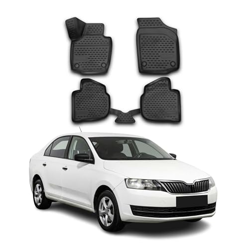 Alfombrillas OMAC premium de TPE negro para Skoda Rapid Spaceback 4 piezas