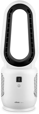 Ufesa Ventilador de Sobremesa Sin Aspas Nara, Recargable, 10W, USB-C, 3 Velocidades, Pantalla LED, Batería 2200 mAh, Uso con o sin Cable, Recarga Rápida, Compacto
