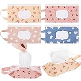 4 Stück Tragbarer Nachfüllbarer Tücherbehälter, Baby Feuchttücher Spenderbeutel Set, Tücher-Spender, Wiederverwendbare Feuchttuch Tasche Unterwegs, Wasser- und Staubdicht, Tuchhalter für Windeln