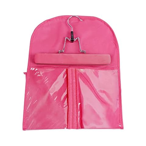 Hair Extensions Storage Bag with Wooden Wig Hanger Wig Storage Bags (Pink) Cover