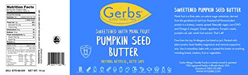 Gerbs Pumpkin Seed Butter Sweetened, 14oz. Jar