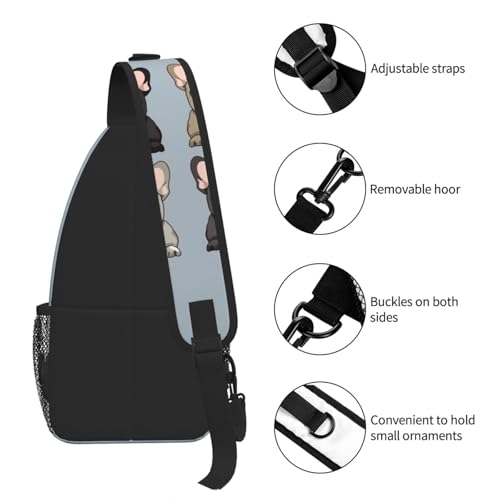 Morrales Sling Bag para Hombre y Mujer, Negro miniatura 7
