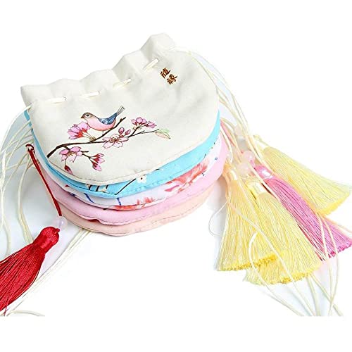 5 Bolsas de Tela Vacías Chinas con Cordón y Borla miniatura 3