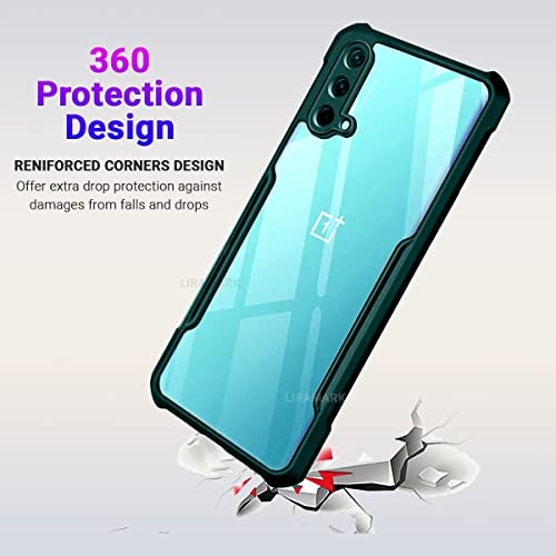 Image of LIRAMARK Transparent Clear Shock Proof Back Cover Case Designed for OnePlus Nord CE (Green)