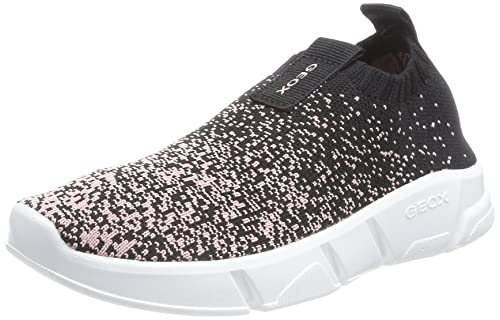 Geox J ARIL Girl Sneaker, Black/LT PINK, 31 EU