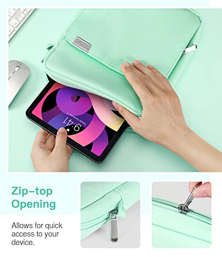 Image of MoKo 9-11 Inch Tablet Sleeve Bag Handle Carrying Case with Shoulder Strap | Fits iPad Pro 11-inch M4, iPad Air 11-inch M2, iPad 10th 10.9, iPad 9 /8 /7th 10.2 and Tab S8 /S9 11, Mint Green