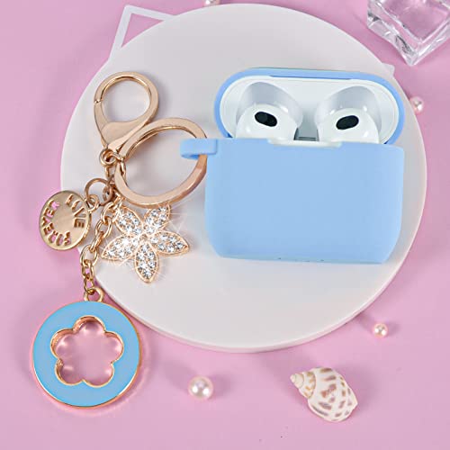 Image of VISOOM Case for Airpods 3 Pink Airpods 3rd Cases 2021 Silicone for iPod 3 Earbuds Case Cover Women Wireless Charging Case with Accessories Girl Bling Keychain for Apple Ear Buds 3rd Generation
