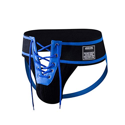 Mongous Mens Soft Fit Jockstrap Gym Athletic Cotton Supporter with Cup Pocket Blue