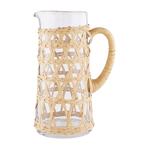 Mud Pie Raffia Wrapped Glass Pitcher 50 12 oz Clear