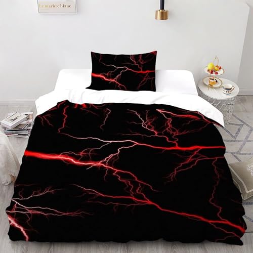 Housse de couette éclair rouge microfibre 135x200cm avec taie - 2