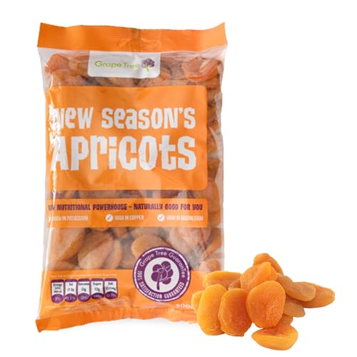 Grape Tree (1kg) New Season Dried Apricot. Sweet and Chewy Dried Fruit Snacks Perfect for Vegan and Healthy Snacking High in Fibre Low in Fat. Ideal Lunchbox Snacking. No Added Sugar.