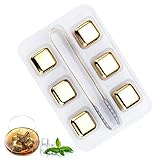 Fácil de Usar: Usar nuestras piedras de whisky para enfriar es increíblemente fácil. Simplemente coloque las piedras de whisky en el congelador durante aproximadamente 5-6 horas en la bolsa de almacenamiento suministrada. Las piedras de whisky doradas de acero inoxidable se enfriarán en el congelador absorbiendo el frío.