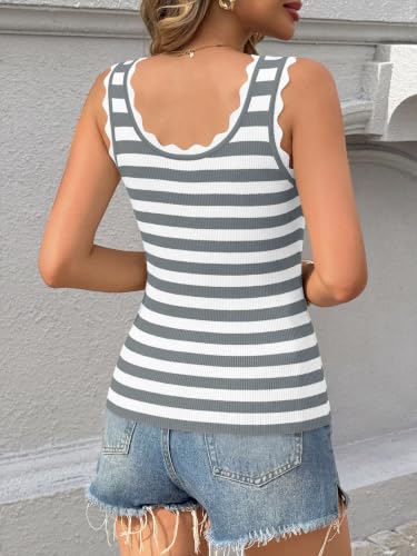 Image of Saodimallsu Womens Ribbed Knit Tank Top Summer Sleeveless Square Neck Casual Basic Slimming Sweater Vest Tops