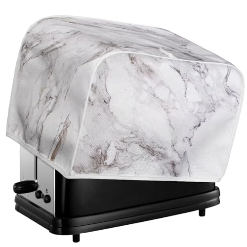 Image of 4 Slice Toaster Dust Cover Bread Toaster Oven Dustproof Cover Kitchen Bakeware Protector Dustproof Fingerprint Protection for Women Gift(12.4 x 10.6 x 8.2), White Marble