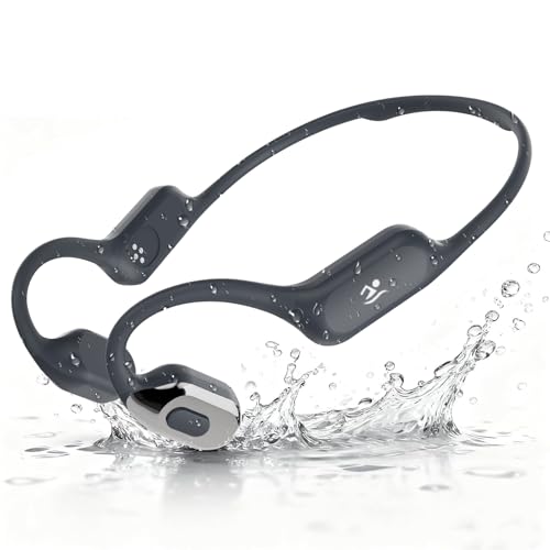 Opinta Swimming Headphones with Safelight, IPX8 Waterproof Bone Conduction Headphone Wireless Underwater Earbuds with 32GB Memory for Swimming, Cycling, Marathon