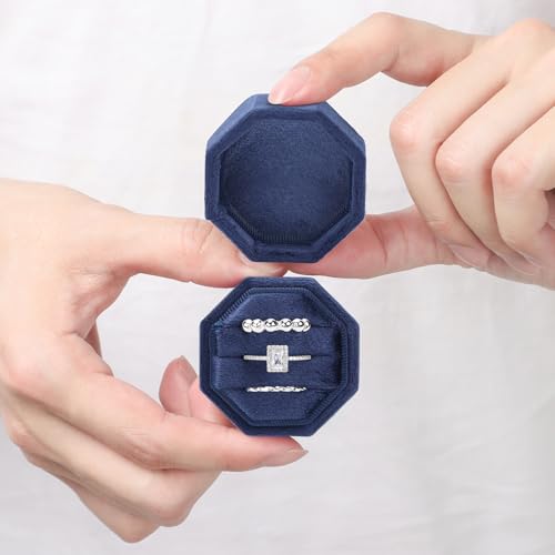 WantGor-Velvet-Ring-Box-3-Slots-Jewelry-Ring-Gift-Box-Vintage-Ring-Display-Holder-Case-for-Wedding-Ceremony-Proposal-Engagement-Navy-Blue WantGor Velvet Ring Box 3 Slots Jewelry Ring Gift Box Vintage Ring Display Holder Case for Wedding Ceremony Proposal Engagement Navy Blue