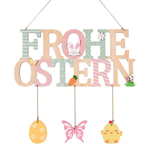 Türschild Frohe Ostern, Türschild Willkommen Ostern Deko, Holz Dekoschild...