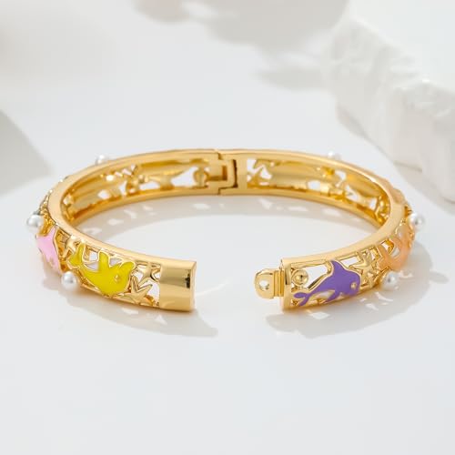 Image of Ethlyn Gifts for little girls Gold Plated Colorful Openable Kids Baby Girls Bangles Bracelets Birthday Gifts for 2years 4 years 5 years old girls