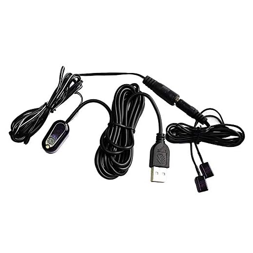 SZBJ IR Repeater Infrared Remote Receiver and Emitters Control Kit Hidden IR System, USB Adapter for Amplifier Cable Box (1 Receiver 2 Emitters)