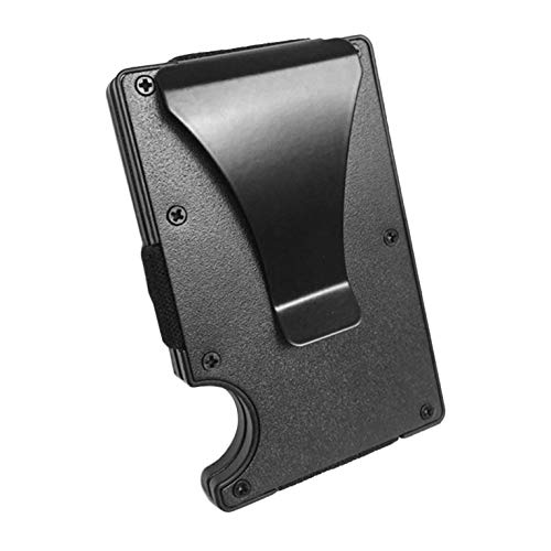 Preisvergleich Produktbild Neue Männer Kartenhalter Slim Aluminium Kreditkarteninhaber Metall Brieftasche Geldscheinklammer Anti Scan Funktion Halten Karte Münzen Bargeld - Schwarz