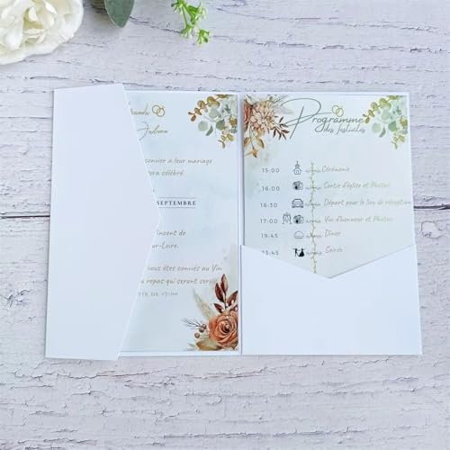 MillaSaw Faire-part de mariage carte d'invitation blanche enveop pour mariage fiançailles anniversaire quinceanera 25pcs