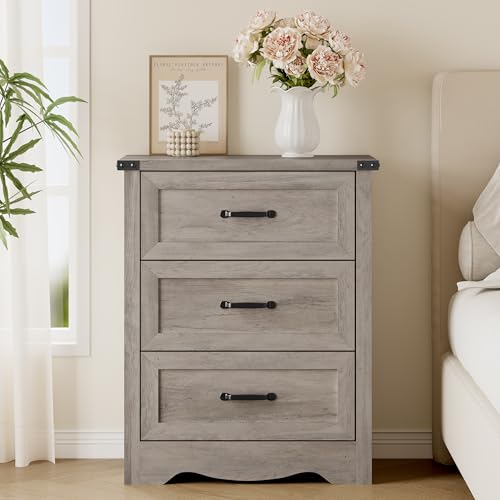 Image of BORNOON 3-Drawer Dresser for Bedroom, Small Wooden Chest of Drawers with Metal Handles, Narrow Storage Cabinet with Anti-Tipping Design, Sturdy Dresser Organizer for Closet, Living Room, Entryway
