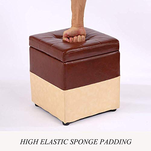 Pouf repose-pieds avec rangement cube en similicuir vert - 6