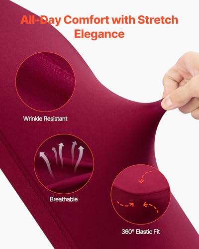 Image of VEVOR Chair Covers, Polyester Spandex Chair Cover, Stretch Slipcovers for Wedding Party Dining Banquet Flat-Front Chair Covers (Burgundy-a, 50PCS)
