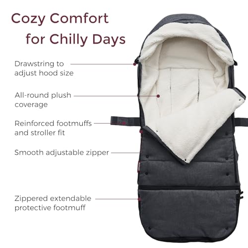 Momcozy Stroller Footmuff Universal | Easily Attaches to Most Strollers | Ultra-Plush,Weather-Proof | Deluxe Warm Stroller Bunting Bag | Extendable Stroller Cover for Winter | Adjustable Buckle - Image 4