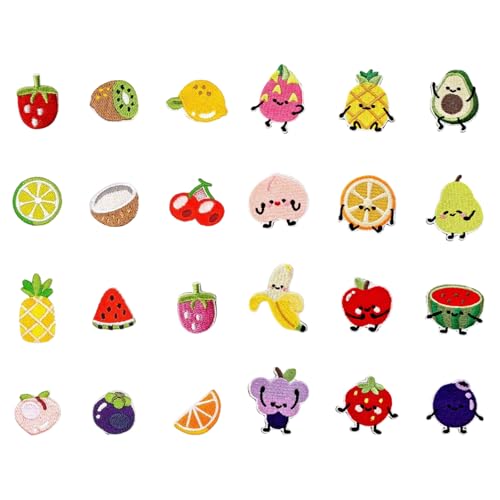 Tapufitil 24 Piezas de Parches de Frutas para Planchar, imágenes de Frutas para Textiles, Parches Infantiles para Planchar en Ropa y Bolsas