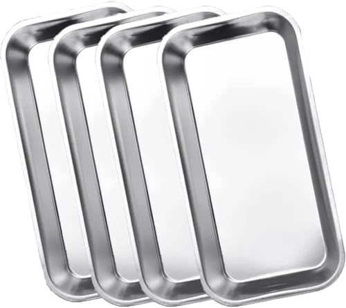 LATRAT 4 ciotole rettangolari da laboratorio, in acciaio inox, rettangolari, vassoi da laboratorio, piccole ciotole da laboratorio, utensili da laboratorio