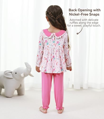 Image of Toddler Girls' Clothes-Viscose from Bamboo, Long Sleeve Ruffle Top with Pant Sets for Kids 2Pcs Fall Outfits 2T-6Y