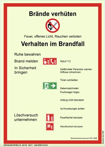Brandschutzordnung Teil A ISO7010 DIN 14096 nachleuchtend