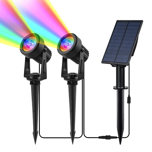 CORESLUX Solar Spot Lights Outdoor Garden RGB Solar Spotlights Color Changing Garden Uplighters...