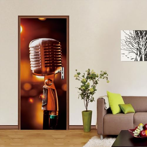 Sticker porte microphone vintage vinyle auto-adhésif poster 3D - 4