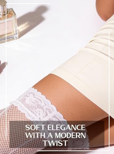Image of Mila Marutti Fishnet Thigh High Stockings for Women with Lace Top | Fish Net Stockings Lingerie | Colored Fishnets