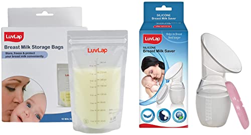 Image of Luvlap Baby Breast Milk Zzipper Storage Bags (Pack of 50), BPA Free Disposable Milk Freezer Bags for Breast Feeding, Transparent & Silicone Food Grade Breast Milk Catcher /Saver(White, 100Ml)