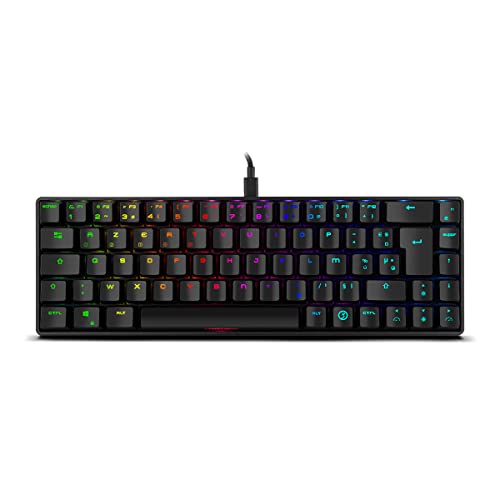 Ozone Gaming Mini Tactical Keyboard -OZTACTICALFR- Clavier mécanique sans pavé numérique, Bluetooth, commutateurs Outemu Red, éclairage LED RGB, Silencieux, Layout FR, Noir