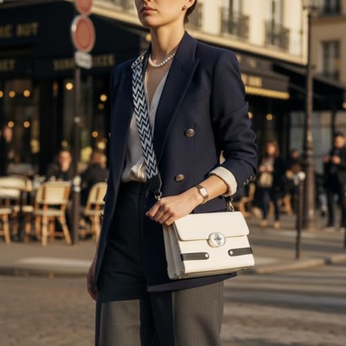 Image of Women's Premium PU Leather Crossbody Sling Bag | Stylish Beige Shoulder Bag with Adjustable Pattern Strap | Lightweight Casual Travel & Daily Use Handbag | Trendy Lock Closure Purse