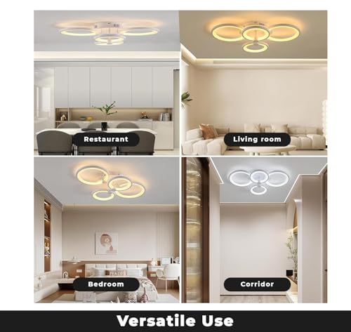 Image of PANCA Ceiling Light for Hall, Minimalist LED Light for Room, Surface Lights, Fancy Lights for Living Room, Chandelier Light, Roof Lights, False Ceiling Light (4 Ring LED Light)