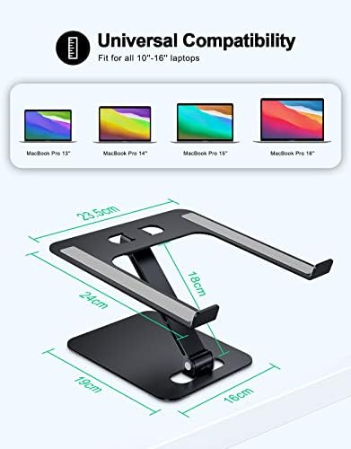 Zewwen Laptop Stand for Desk, Ergonomic Adjustable Foldable Computer Stand with Heat-Vent, Aluminium Alloy Laptop Riser Compatible with MacBook Air, Pro, Dell XPS, Samsung, 10”-16" - 4