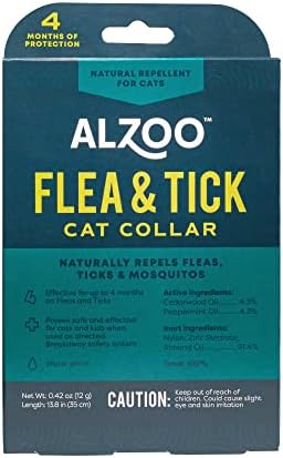 ALZOO Flea & Tick Cat Collar, Helps Repel Fleas, Ticks & Mosquitoes, 100% Plant-Based Active Ingredients, Phthalates and PVC Free