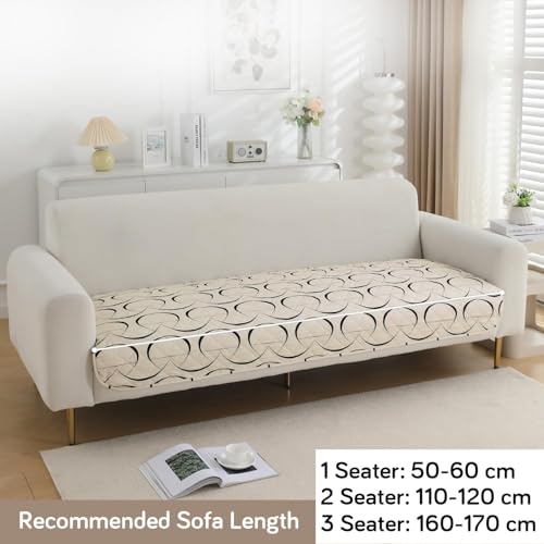 Image of HOKIPO 'Elira Series' Digitally Printed Water Repellent + Waterproof Sofa Seat Mat for 2 Seater Sofa - Natural Beige Abstract Art (NEW-AR-5245-C4*1)