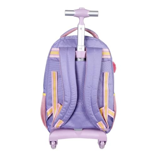 Kit Mochila Rodinhas Holográfica Com Lancheira Térmica E Estojo Box Escolar Panda Roxo Infantil Juve