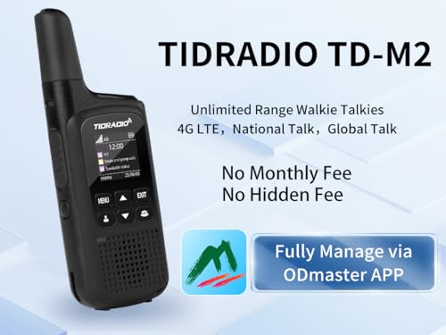Image of TIDRADIO TD-M2 Rapid Global 4G LTE Walkie Talkies Unlimited Range with SIM Cards, Manage via APP, Long Distance Nationwide PoC Two Way Radios for Family, Logistics, Truck Fleet, Mall, 4 Pack