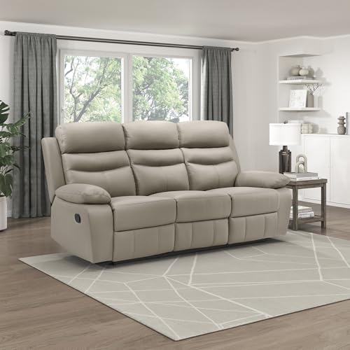 Image of Lexicon Leather Match Manual Recliner Sofa, Wall Hugger Recliner, Latte