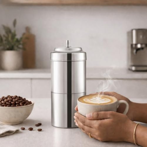 Image of Premium Stainless Steel Coffee Filter 150 ML Capacity, South Indian Drip Coffee Maker | Madras Kaapi Maker Small Size for 1-2 Cups, Reusable Filter | Authentic South Indian Brewing
